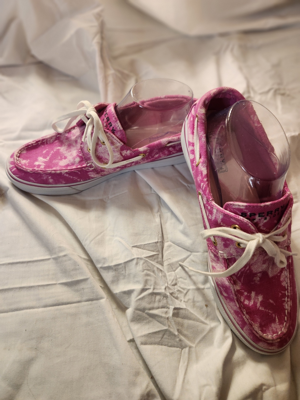 Sperry Women's Pink Tie-Dye Canvas Boat Shoes